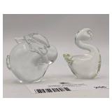 Hand-Blown Glass Rabbit and Swan