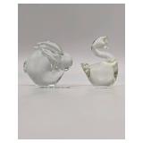 Hand-Blown Glass Rabbit and Swan