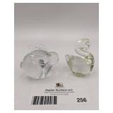 Hand-Blown Glass Rabbit and Swan