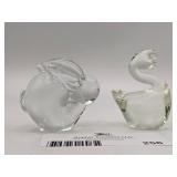Hand-Blown Glass Rabbit and Swan
