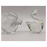 Hand-Blown Glass Rabbit and Swan