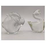 Hand-Blown Glass Rabbit and Swan