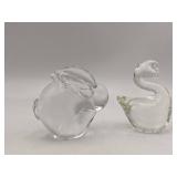 Hand-Blown Glass Rabbit and Swan
