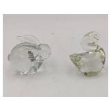 Hand-Blown Glass Rabbit and Swan