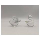 Hand-Blown Glass Rabbit and Swan