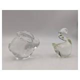 Hand-Blown Glass Rabbit and Swan