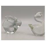Hand-Blown Glass Rabbit and Swan