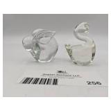 Hand-Blown Glass Rabbit and Swan