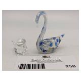 Vintage Muurla Finland Hand-Blown Glass Swan and Hand-Blown Glass Chick