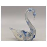 Vintage Muurla Finland Hand-Blown Glass Swan and Hand-Blown Glass Chick