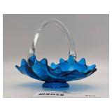Vintage Hand-Blown Glass Basket Bowl
