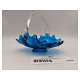 Vintage Hand-Blown Glass Basket Bowl