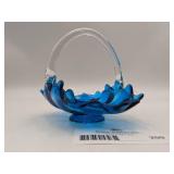 Vintage Hand-Blown Glass Basket Bowl