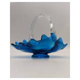 Vintage Hand-Blown Glass Basket Bowl