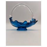 Vintage Hand-Blown Glass Basket Bowl