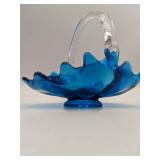 Vintage Hand-Blown Glass Basket Bowl