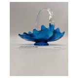 Vintage Hand-Blown Glass Basket Bowl