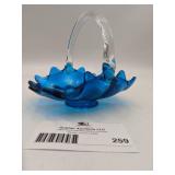 Vintage Hand-Blown Glass Basket Bowl
