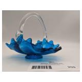 Vintage Hand-Blown Glass Basket Bowl