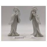 Mid-Century 1970s Homco White Porcelain Geisha Figur