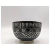 Vintage Bamboo Shaped Glass Vase and Japanese Ceramic Bowl