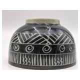 Vintage Bamboo Shaped Glass Vase and Japanese Ceramic Bowl