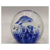 Under The Sea-Vintage Hand-Blown Glass Dolphin Paperweight