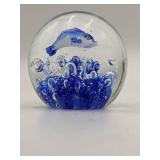 Under The Sea-Vintage Hand-Blown Glass Dolphin Paperweight