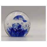Under The Sea-Vintage Hand-Blown Glass Dolphin Paperweight