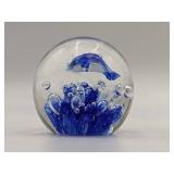 Under The Sea-Vintage Hand-Blown Glass Dolphin Paperweight