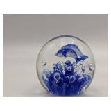 Under The Sea-Vintage Hand-Blown Glass Dolphin Paperweight