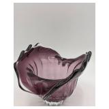 Gorgeous Purple Hand Blown Glass Ruffle Vase