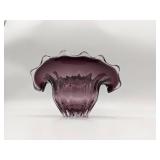 Gorgeous Purple Hand Blown Glass Ruffle Vase