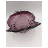 Gorgeous Purple Hand Blown Glass Ruffle Vase