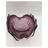 Gorgeous Purple Hand Blown Glass Ruffle Vase