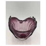 Gorgeous Purple Hand Blown Glass Ruffle Vase