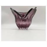 Gorgeous Purple Hand Blown Glass Ruffle Vase