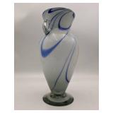 Stunning Marble Ribbon Hand Blown Glass Vase