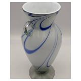 Stunning Marble Ribbon Hand Blown Glass Vase