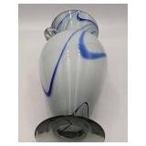 Stunning Marble Ribbon Hand Blown Glass Vase