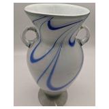 Stunning Marble Ribbon Hand Blown Glass Vase