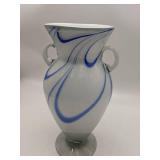 Stunning Marble Ribbon Hand Blown Glass Vase