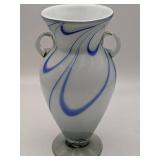 Stunning Marble Ribbon Hand Blown Glass Vase