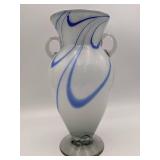 Stunning Marble Ribbon Hand Blown Glass Vase