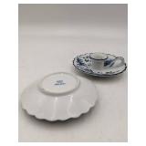 2 Rare Ceramika Artystyczna Polish Candlesticks, Pewter Candlesticks, Blue Onion Porcelain Candlesticks