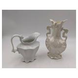 2 Beautiful Vintage  Baroque Pitcher and Vase- W.H. Grindley & Co.