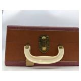Home Stereo Collection- Vintage Symphonie Suitcase Record Player &Wooden Cell Phone Amplifier, Vintage 45 Records Set