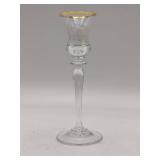 Lovely Vintage Crystal and Wood Collection-Cristalleria Europa Bowl Wooden Candlestick Etched Crystal and Gold Leaf Candlestick