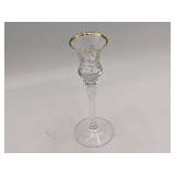Lovely Vintage Crystal and Wood Collection-Cristalleria Europa Bowl Wooden Candlestick Etched Crystal and Gold Leaf Candlestick