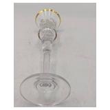 Lovely Vintage Crystal and Wood Collection-Cristalleria Europa Bowl Wooden Candlestick Etched Crystal and Gold Leaf Candlestick